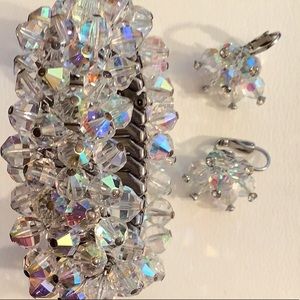 CRYSTAL Aurora B 1950’s60’s Exp Bracelet/ Earrings